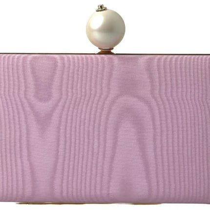 Pink Silk Gold Frame Clutch Evening Party Purse Bag