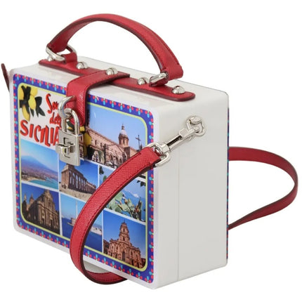 White Plexi Box Sicilia Square Hand Shoulder Purse Bag