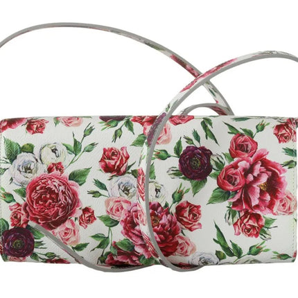 White Purse Clutch Floral Roses Leather Cross Body Bag