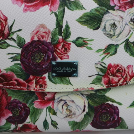 White Purse Clutch Floral Roses Leather Cross Body Bag