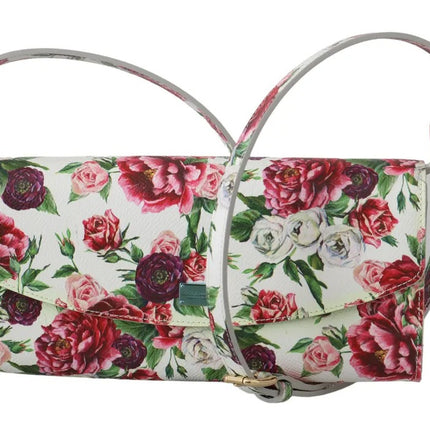 White Purse Clutch Floral Roses Leather Cross Body Bag