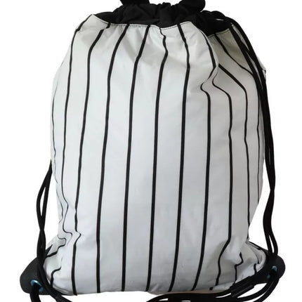 White Sicily Print Adjustable Drawstring Nap Sack Men Bag