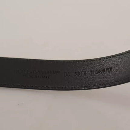 Black Calf Leather Vintage Logo Metal Buckle Belt