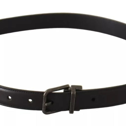 Black Calf Leather Antique Buckle Men Belt