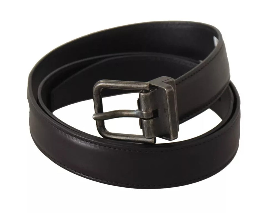 Black Calf Leather Antique Buckle Men Belt