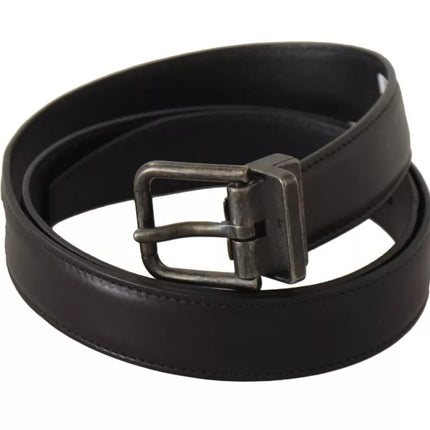 Black Calf Leather Antique Buckle Men Belt