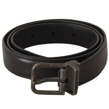 Black Calf Leather Antique Buckle Men Belt