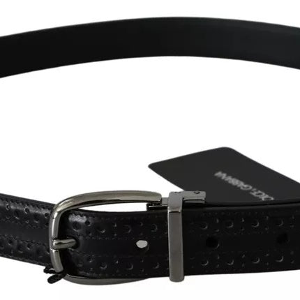 Black Leather Silver Metal Buckle Classic Belt