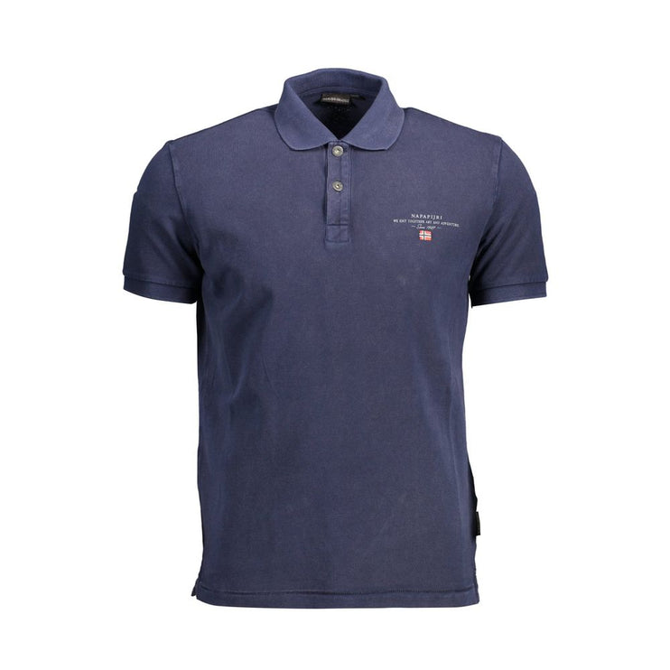 Polo sophistiqué en coton bleu avec broderie