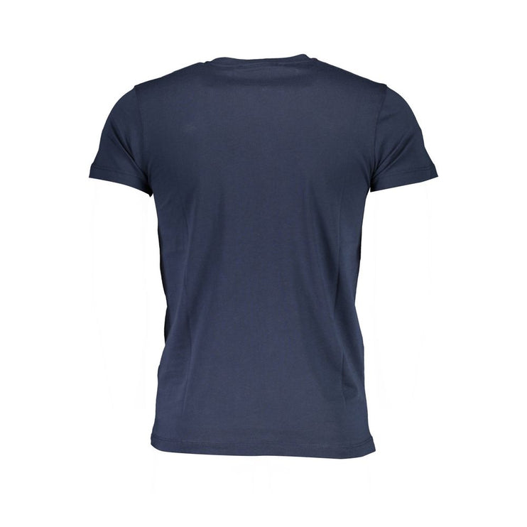 Elegante Tee impreso en cuello de tripulación - azul de verano