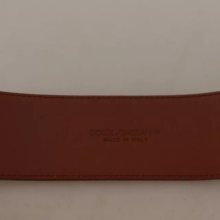 Brown Wide Waist Design Leather Gold Metal Buckle Belt