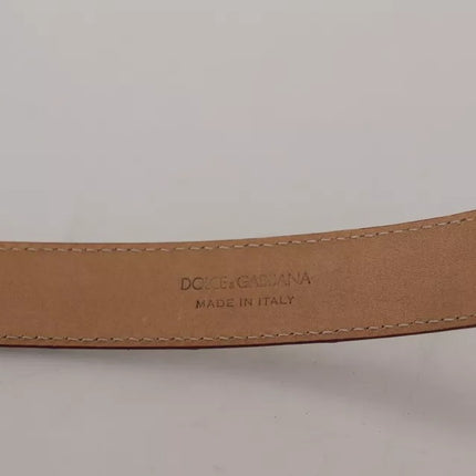 Brown Leather Gold Engraved Metal Buckle Belt