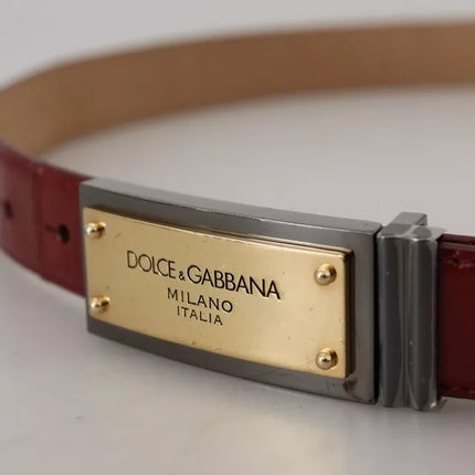 Brown Leather Gold Engraved Metal Buckle Belt