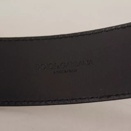 Dark Brown Leather Logo Engraved Metal Buckle Belt