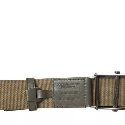 Brown Canvas Square Metal Buckle Men Belt