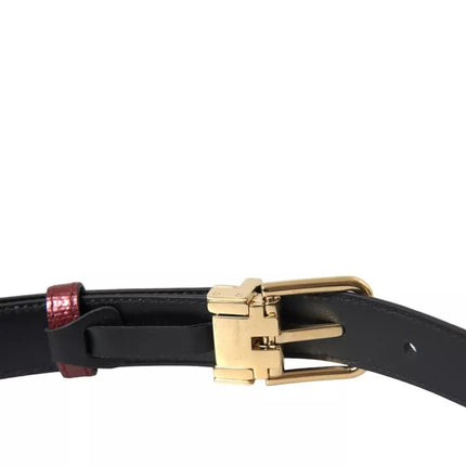 Maroon Leather Gold Metal Buckle Men Belt