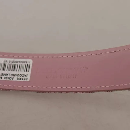 Pink Jaquard Embroidered Gold Tone Metal Buckle Belt