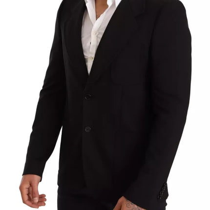 Black Wool Slim Fit Coat Jacket Blazer