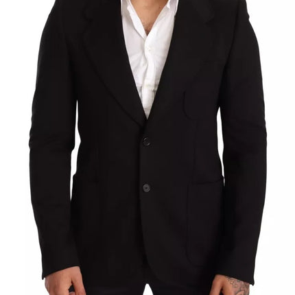 Black Wool Slim Fit Coat Jacket Blazer