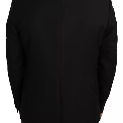 Black Wool Slim Fit Notch Jacket Blazer