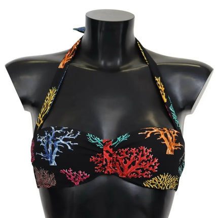 Black Corals Print Swimsuit Beachwear Bikini Top