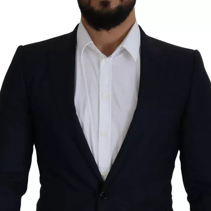 Blue Wool Single Breasted Coat Men Blazer