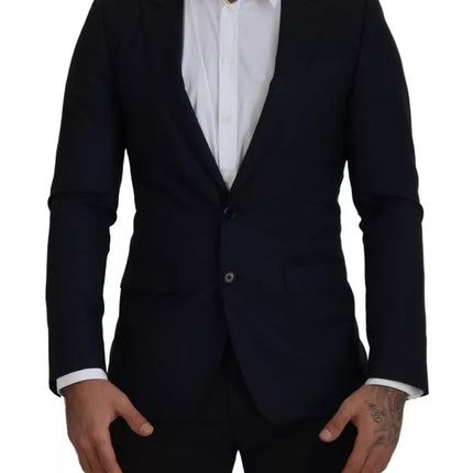 Blue Wool Single Breasted Coat Men Blazer