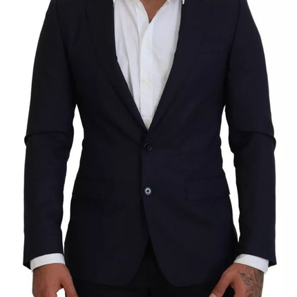 Blue Wool Slim Fit Formal Coat Men Blazer