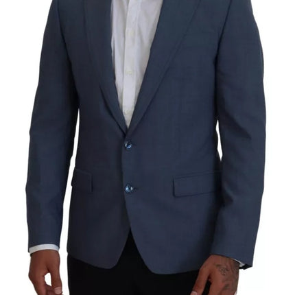 Blue Wool Stretch Slim Fit Jacket Blazer