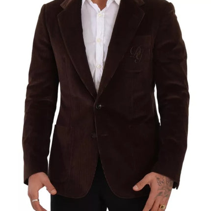 Brown Corduroy Slim Fit Coat DG Logo Blazer