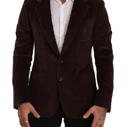 Brown Corduroy Slim Fit Coat DG Logo Blazer