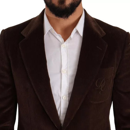 Brown Corduroy Slim Fit Coat DG Logo Blazer