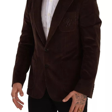 Brown Corduroy Slim Fit Coat DG Logo Blazer