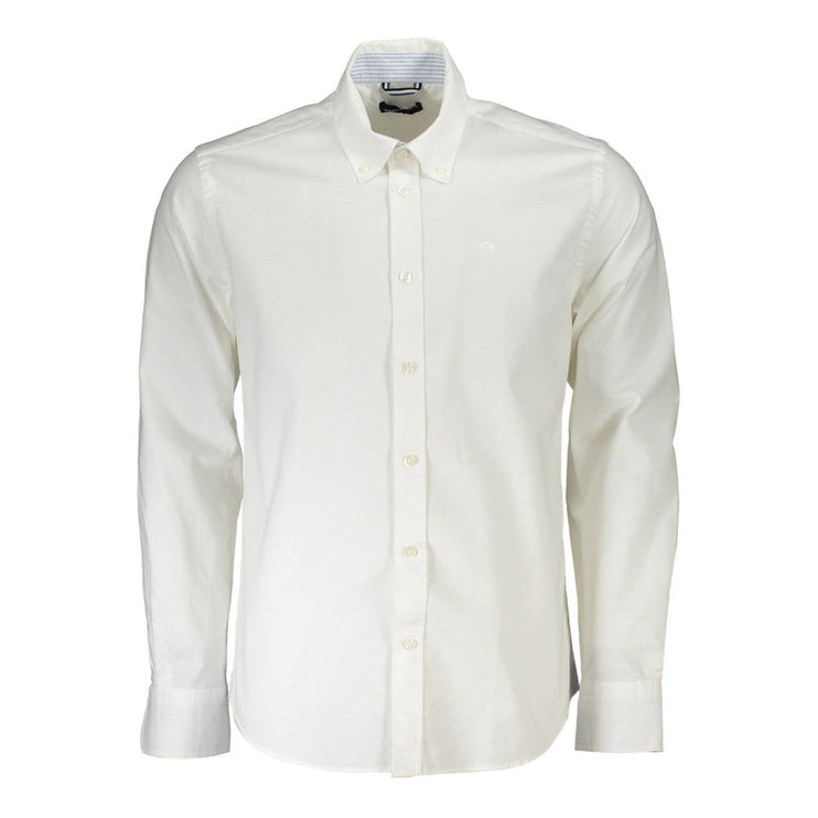 Elegante camisa con botones de algodón blanco