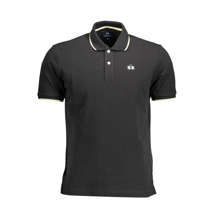 Polo en coton noir élégant avec des accents contrastés