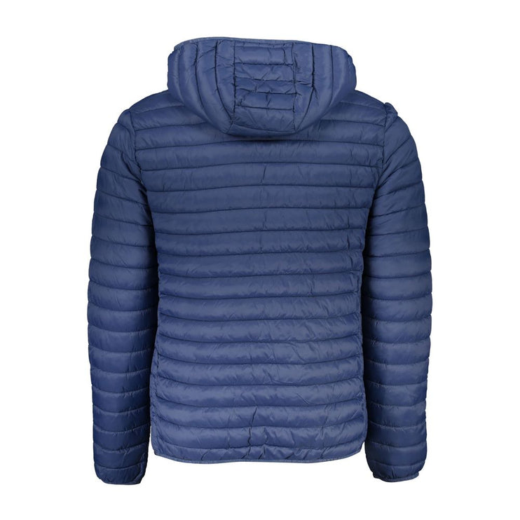 Chaqueta con capucha de manga larga azul elegante