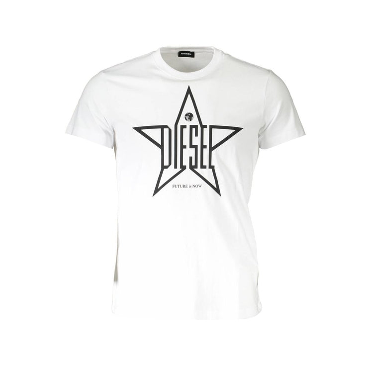 Sleek White White Round Tea Tee con detalle del logotipo