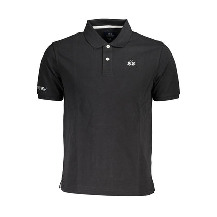 Elegante polo di cotone nero con ricamo