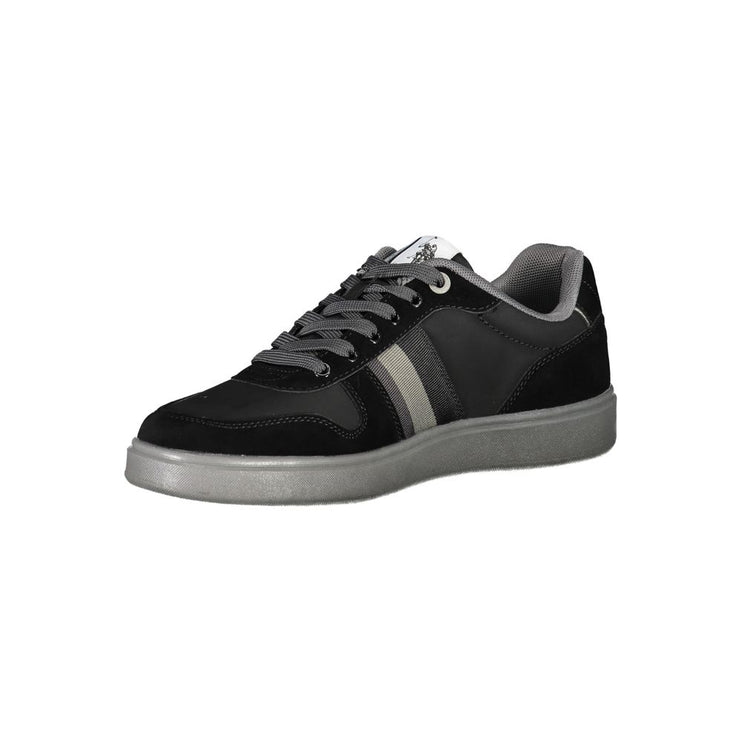 Sleek Black Lace-Up Sneakers con detalles de contraste