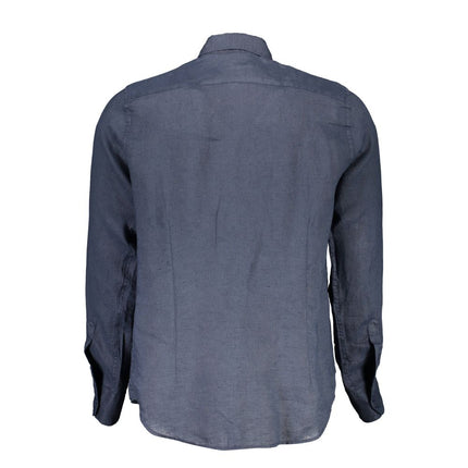 Elegant blauw linnen shirt met lange mouwen