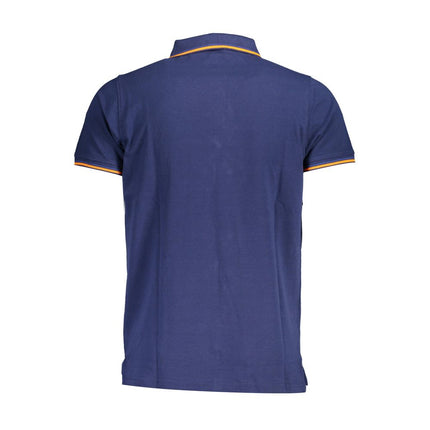 Blue Cotton Men Polo Shirt