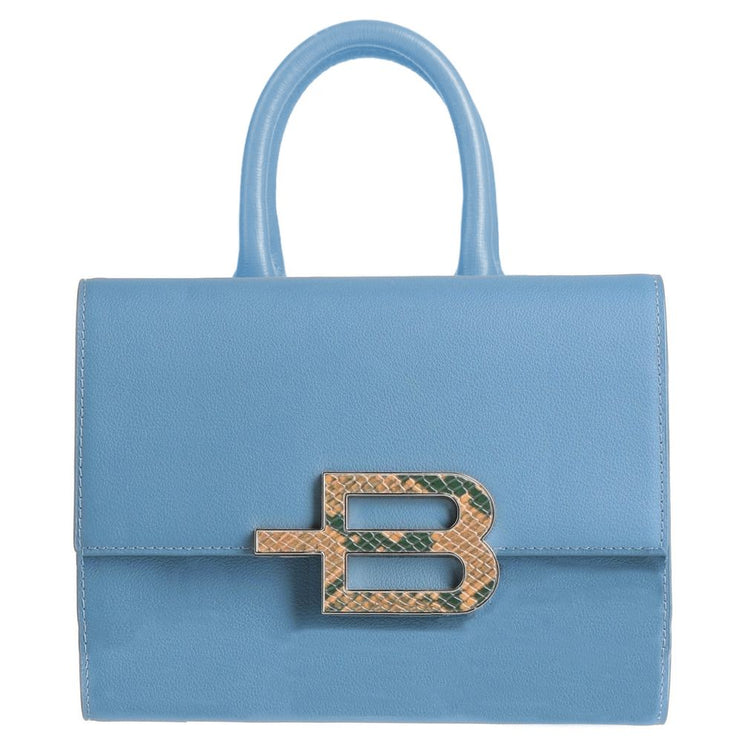 Elegante bolso de piel de becerro azul claro