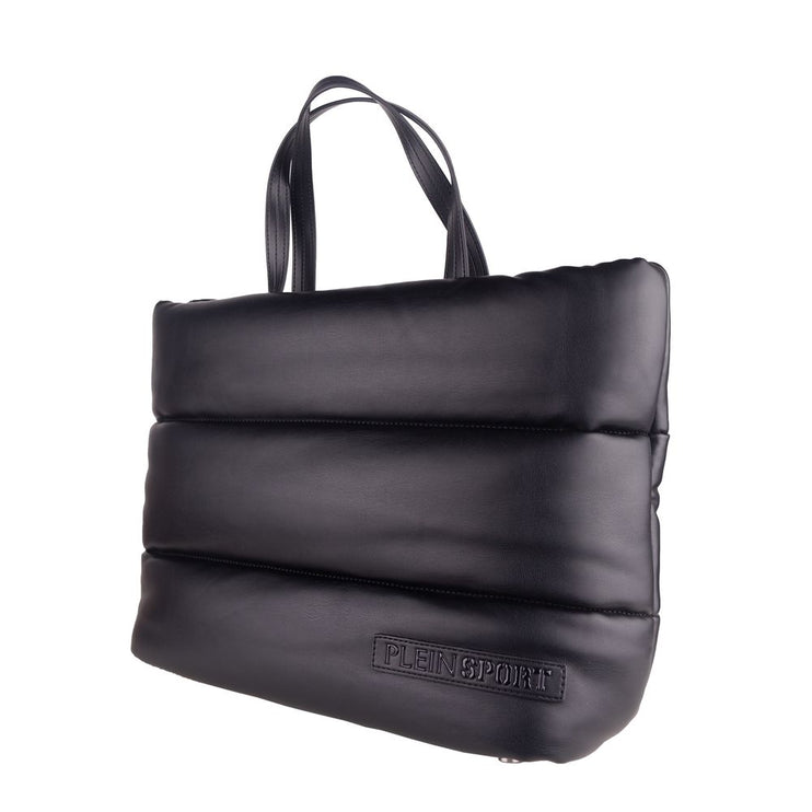 Elegante bolso negro acolchado de ecopiel