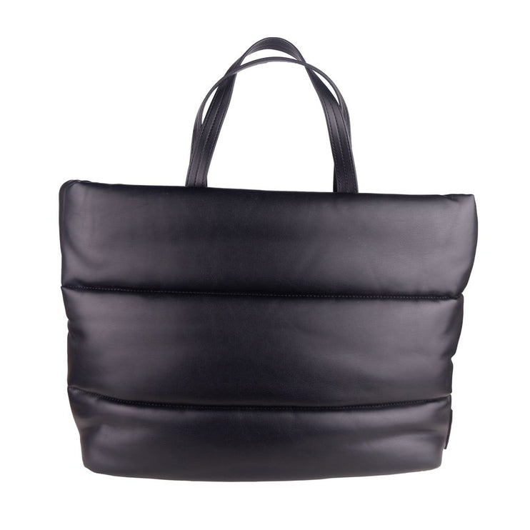 Elegante bolso negro acolchado de ecopiel