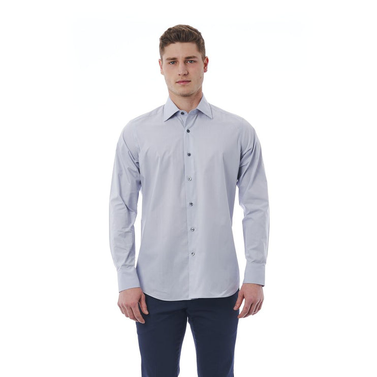 Elegant grijs Italiaans kraag shirt - gewone pasvorm