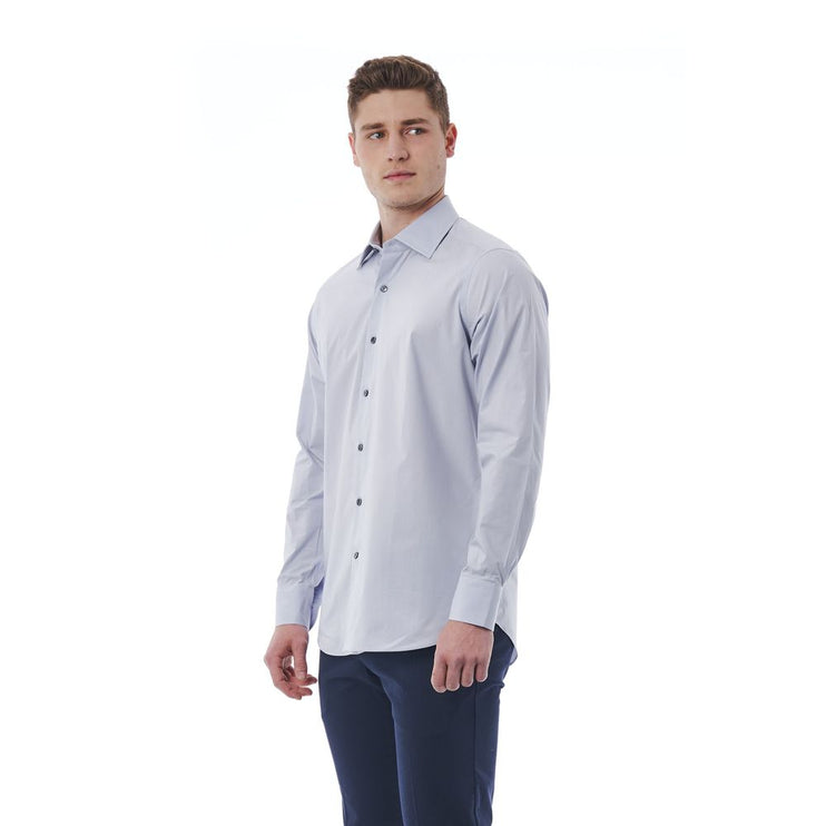 Elegant grijs Italiaans kraag shirt - gewone pasvorm