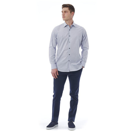 Elegant grijs Italiaans kraag shirt - gewone pasvorm