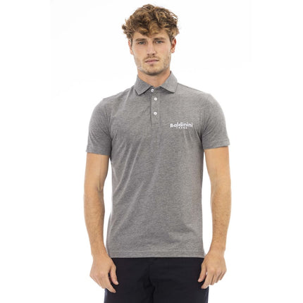 Polo en coton gris raffiné avec logo brodé