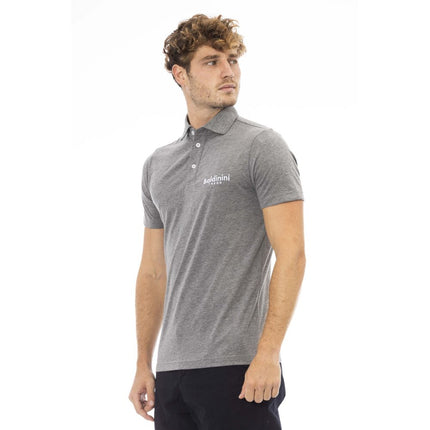 Polo en coton gris raffiné avec logo brodé