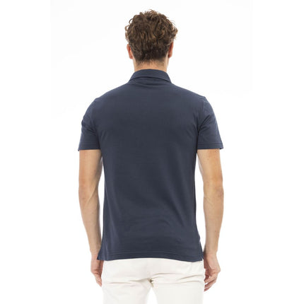 Polo en coton bleu élégant avec logo brodé